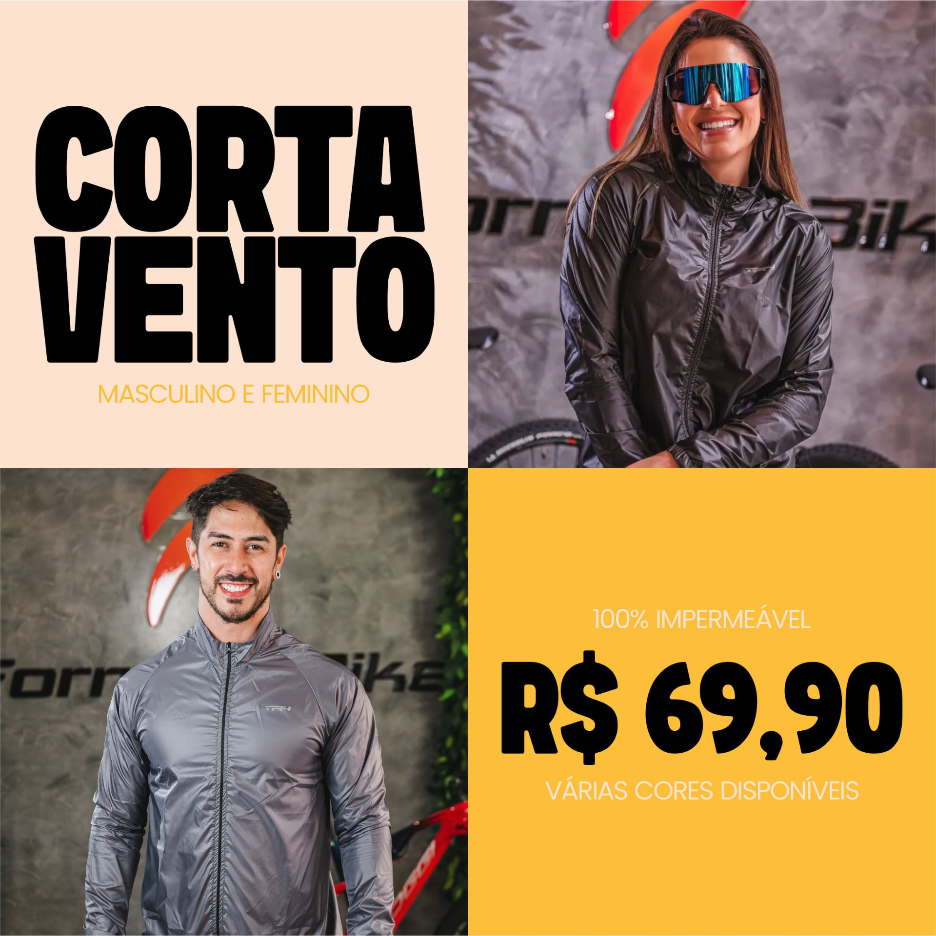 Corta vento masculino e feminino por R$69,90