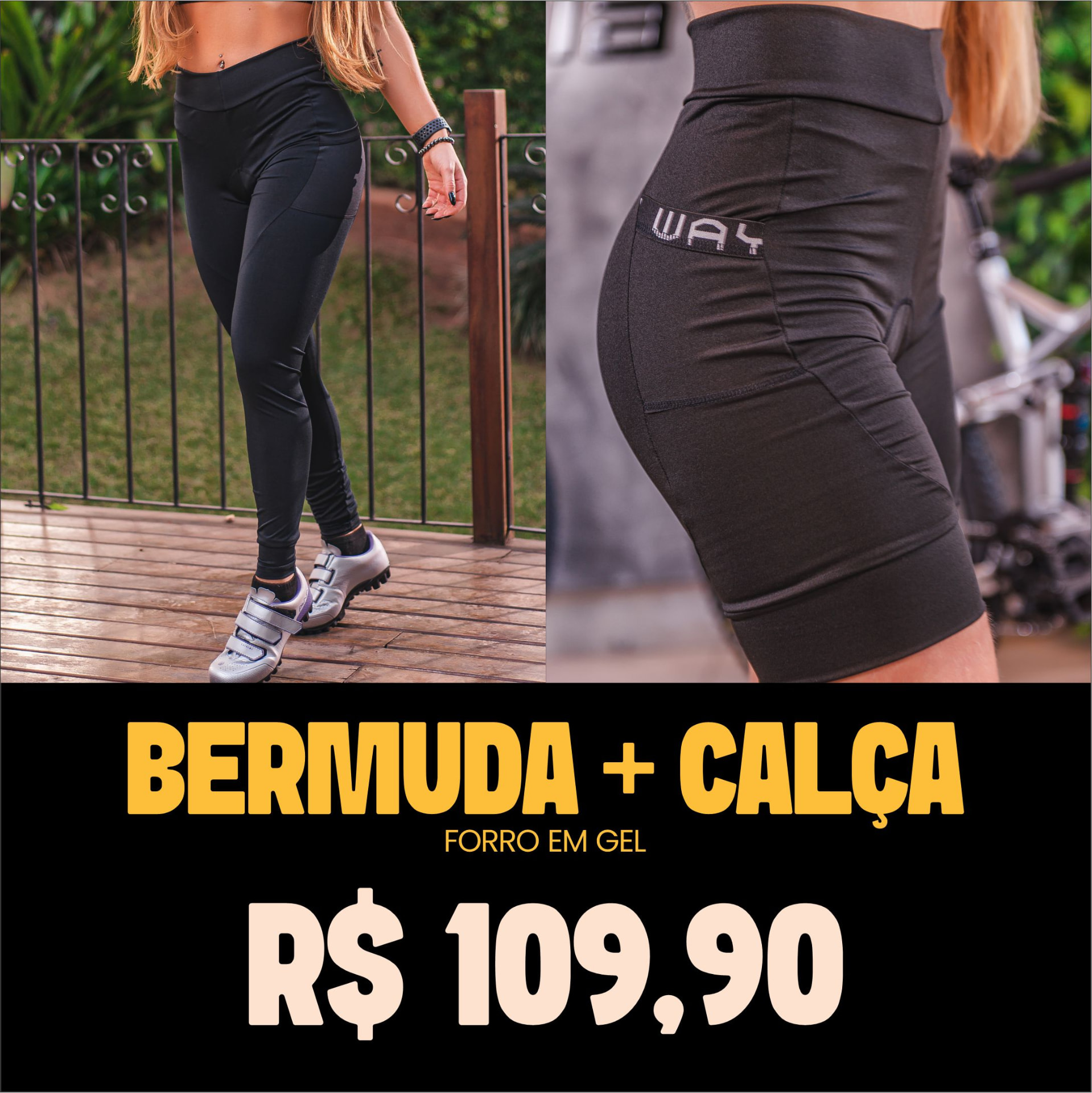 Kit bermuda + calça por R$109,90